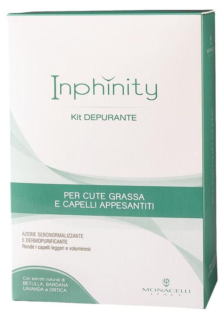Monacelli Kit Inphinity Klärend – für fettige Kopfhaut und beschwertes Haar, enthält: Cleansing Cream 250 ml, Haarmaske 200 ml und Calming 125 ml