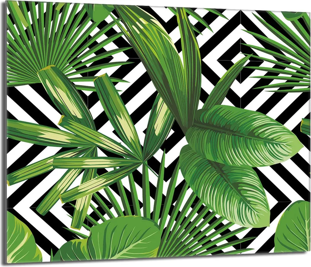 Offerta Piastra Copri Fornelli 60x52 Vetro Temperato Foglie Verdi