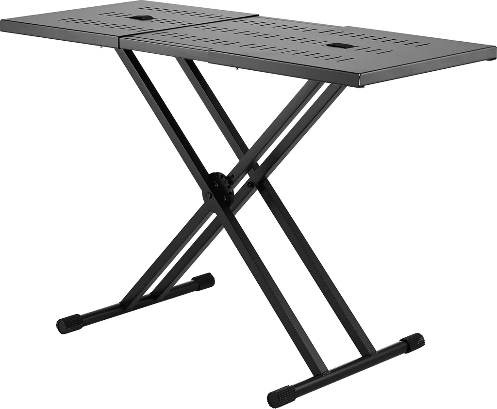 SucceBuy Supporto da scrivania per DJ, (32-43) x 18 supporto regolabile per laptop e controller per DJ, scrivania per DJ portatile e leggera con struttura pieghevole Double-X, perfetta per mixer audio e tastiere - 1