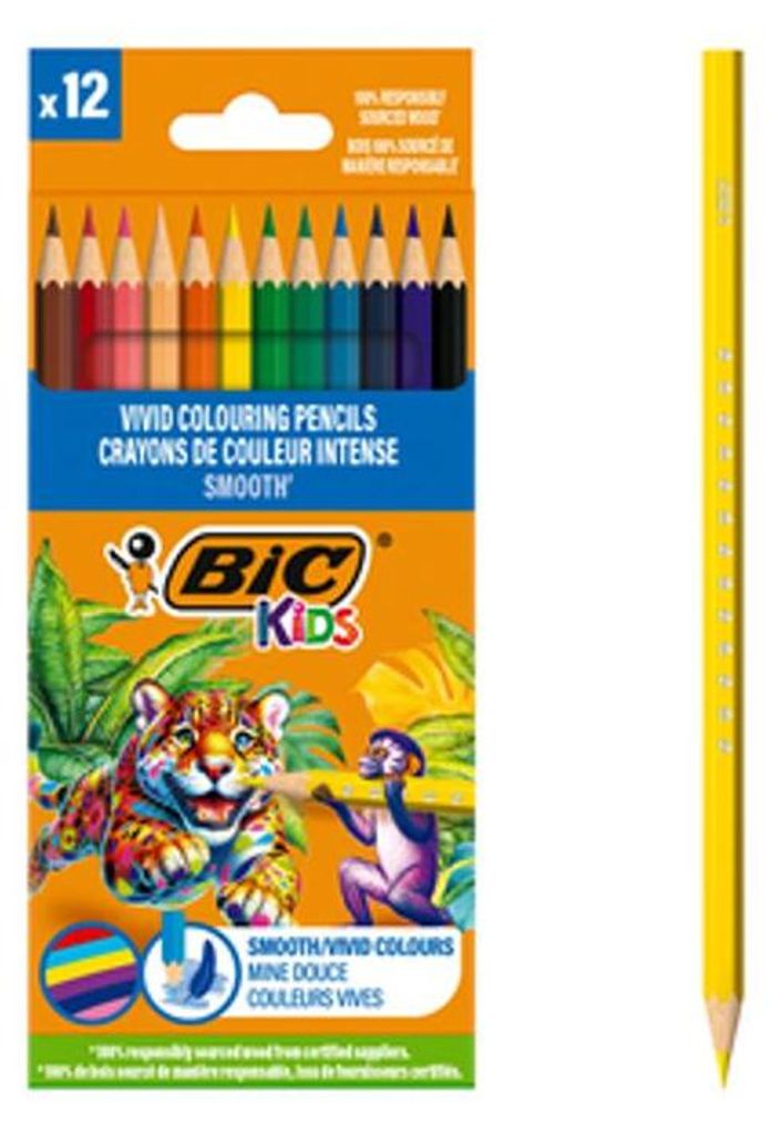 BIC Kids Smooth ECO Buntstifte Holzbox 12 Stück
