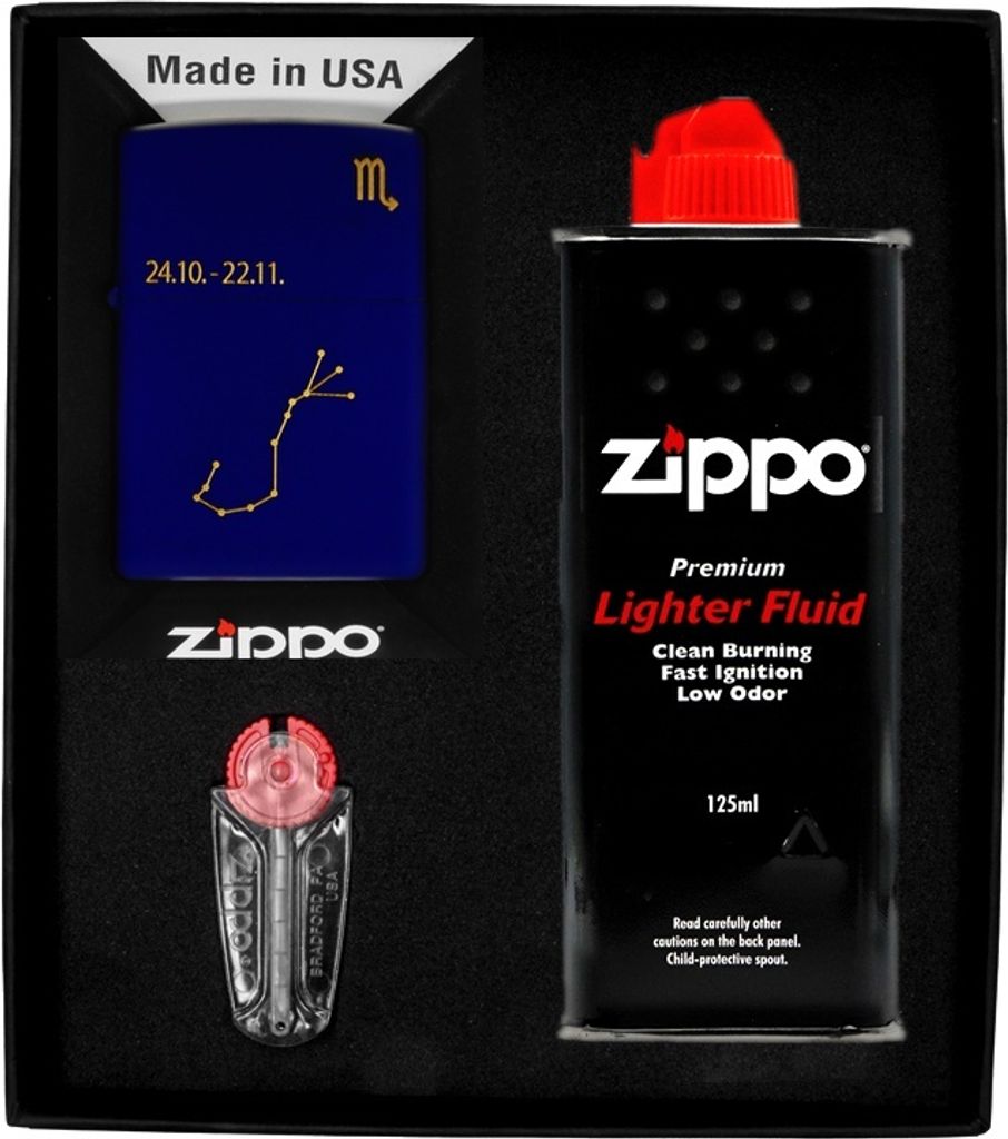 ZIPPO Feuerzeug-Set ZODIAC SCORPIO DESIGN SKORPION Geschenk No1