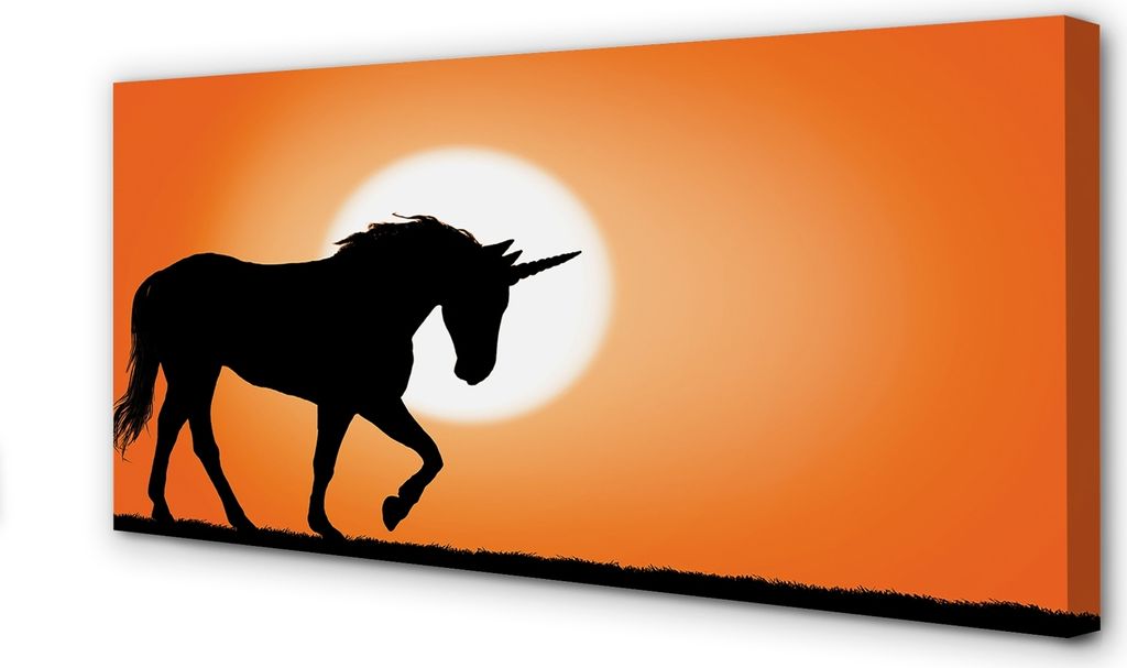 Leinwandbild 100x50 Wandkunst Sonnenuntergang Einhorn