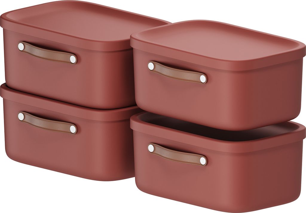 Rotho Aufbewahrungsbox 4er-Set 12L Maloja - Kunststoffbox 39,5 x 23,5 x 17,7 cm - Box mit Deckel - Stapelbox sicher verschließbar - Plastikbox