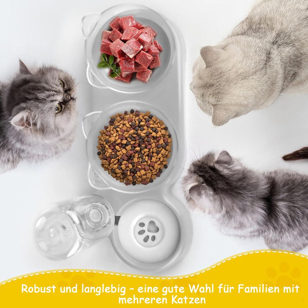 Erhhter Futternapf fr Katzen, 3 in 1 Katzennapf,