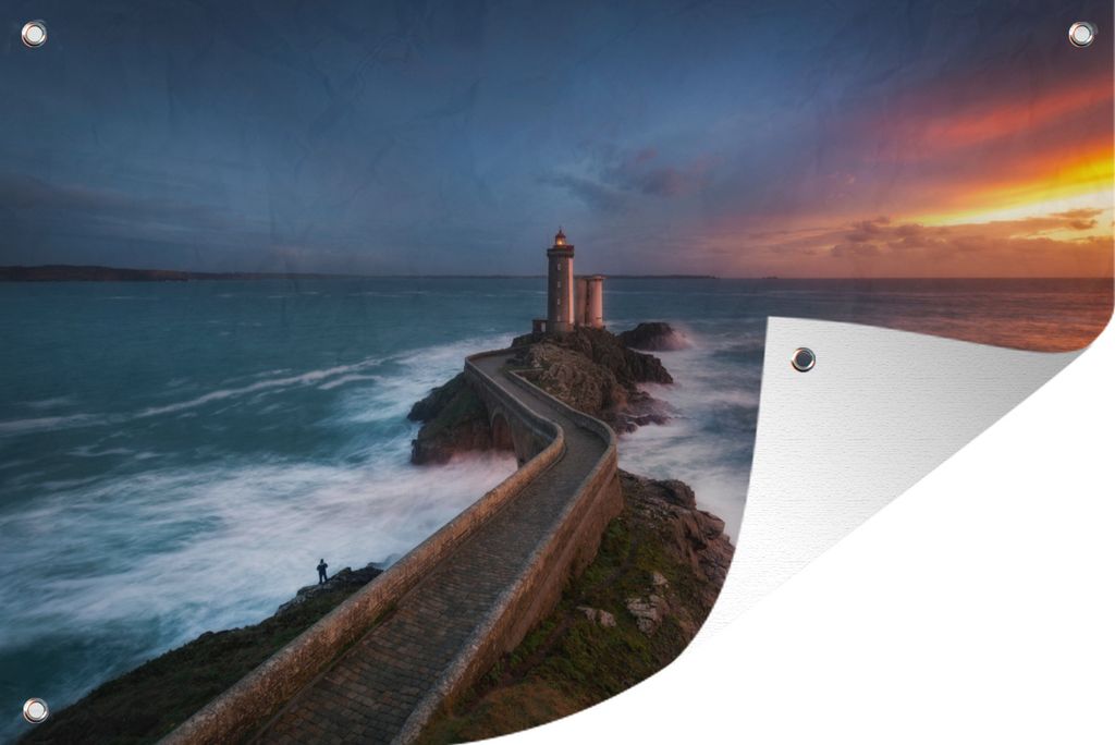 MuchoWow 90x60 cm Outdoor-Poster Gartendeko Sichtschutz Garten Poster für den Garten Sonnenuntergang in der Bretagne