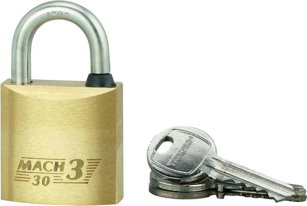 Cadenas pour casier et coffre Mach 3 Thirard 30mm laiton avec deux clés