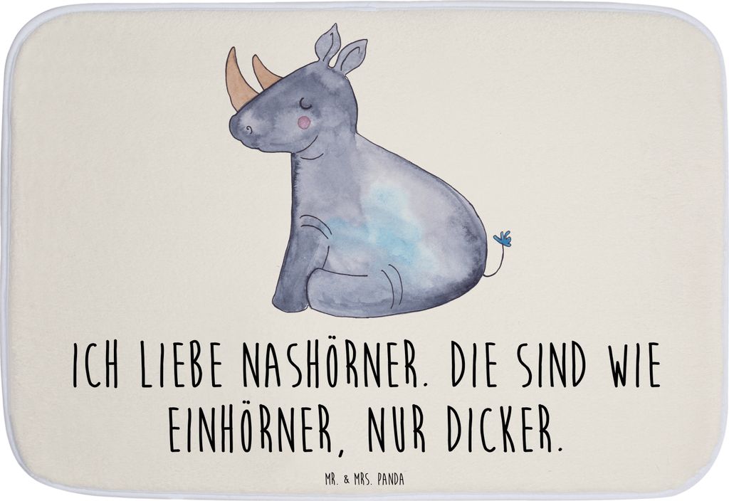 Mr. & Mrs. Panda Duschvorleger Einhorn Nashorn - Weiß - Geschenk, Badezimmerteppich, Badteppich, Nashörner, Badematte, Badvorleger, Regenbogen, G...