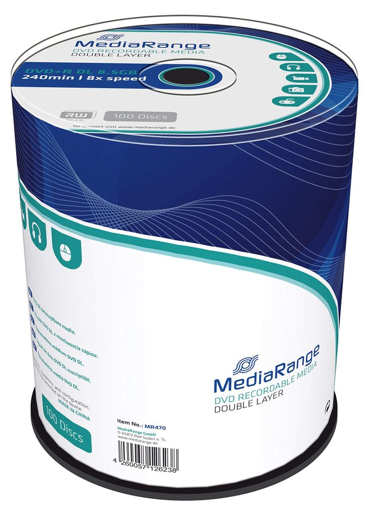 MediaRange DVD+R 8.5GB 100pcs 8x Double Layer Produktbild 