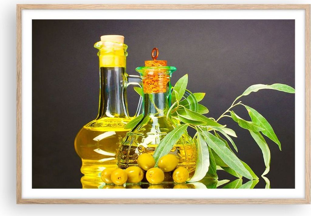 Gerahmtes Poster - Rahmen in heller Eiche - Flasche Glas Produktbild 