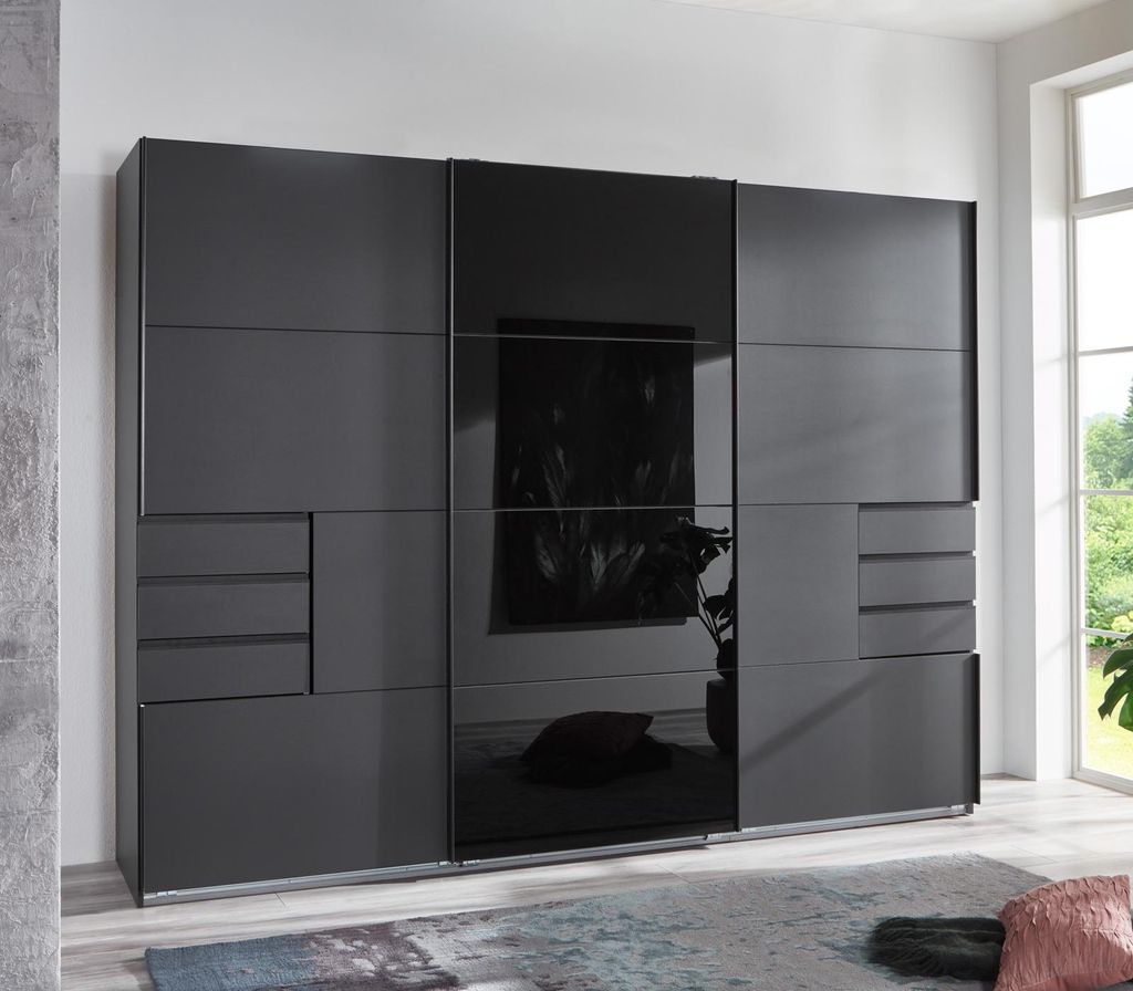 Kleiderschrank Saigon Schwebetüren Graphit schwarz 270 Produktbild 