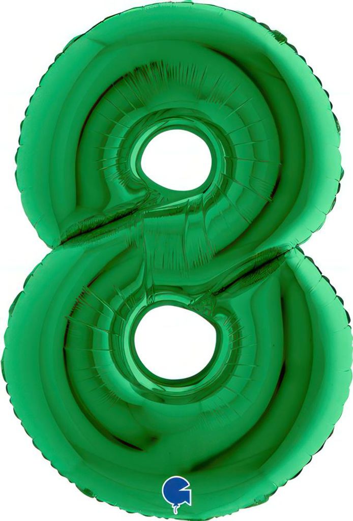 Riesenzahl Folienballon 40"/102cm | Grün Zahl: 8
