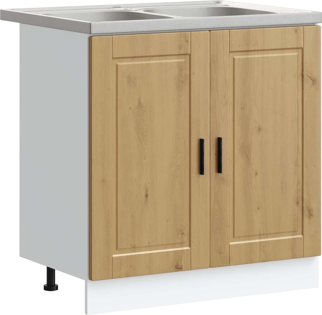 vidaXL Waschbecken-Unterschrank Porto 2 pcs Braun Holzwerkstoff
