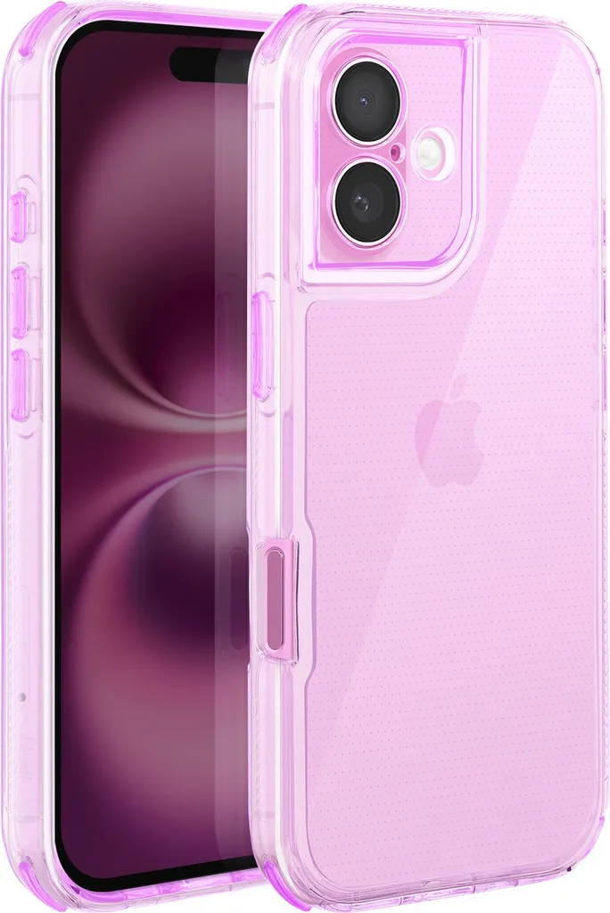 Avizar, custodia bi-materiale per iPhone 16 rinforzata, strutturata, antiscivolo, viola