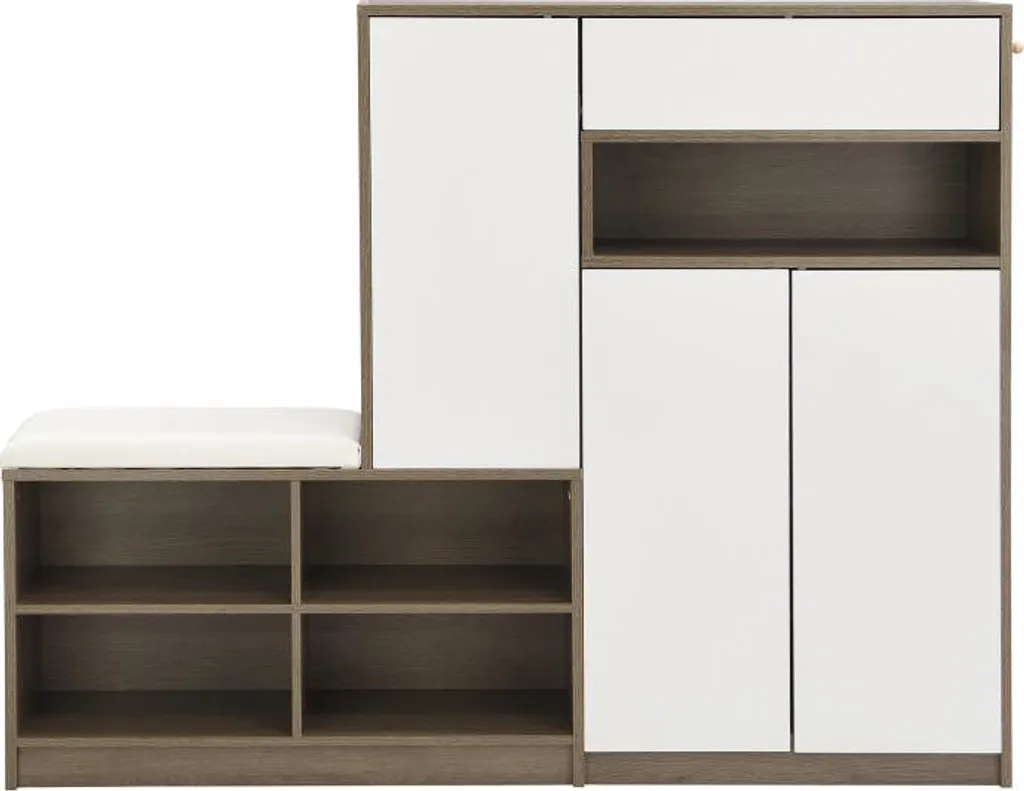 Banc de rangement chaussures 140 cm Blanc - Commode d'entrée Moderne - 9