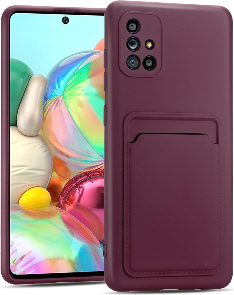 Conie Schutzhülle für Samsung Galaxy A51 mit Kartenfach Tasche Case Cover Bumper Silikon Hülle in Lila