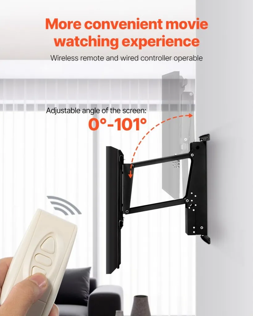 Support Mural TV Motorisé Orientable - Fixation Robuste 813-1651mm - 5