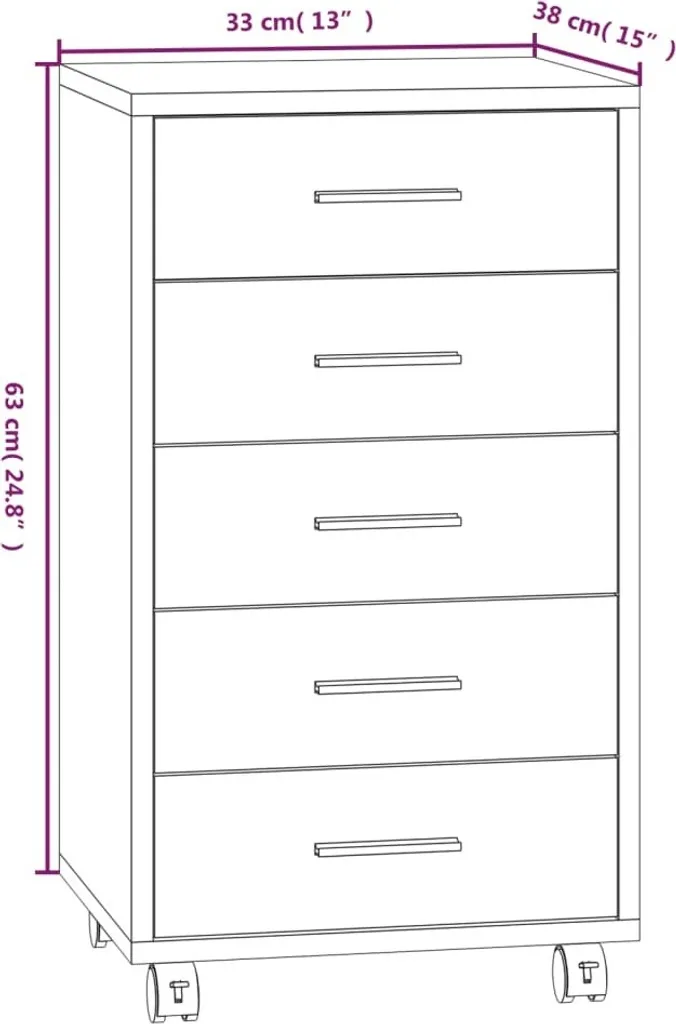 Cassettiera SYFAX™ Grigio Sonoma Legno Multistrato Ruote Salvaspazio Casa - 8