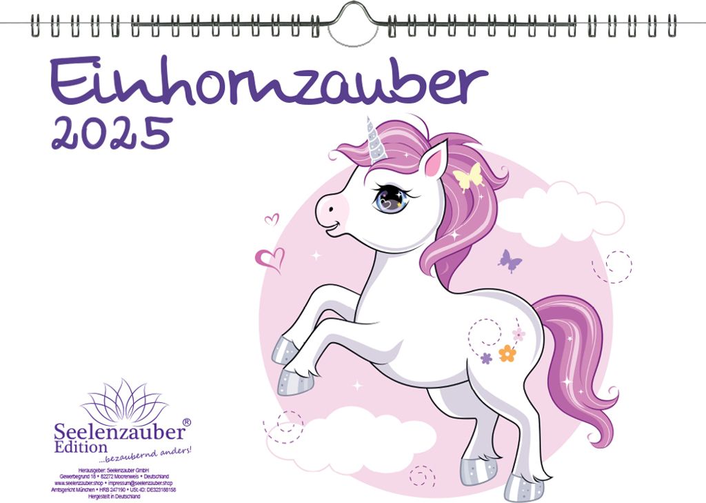 Einhornzauber DIN A4 Kalender für 2025 Dinosaurier - Seelenzauber