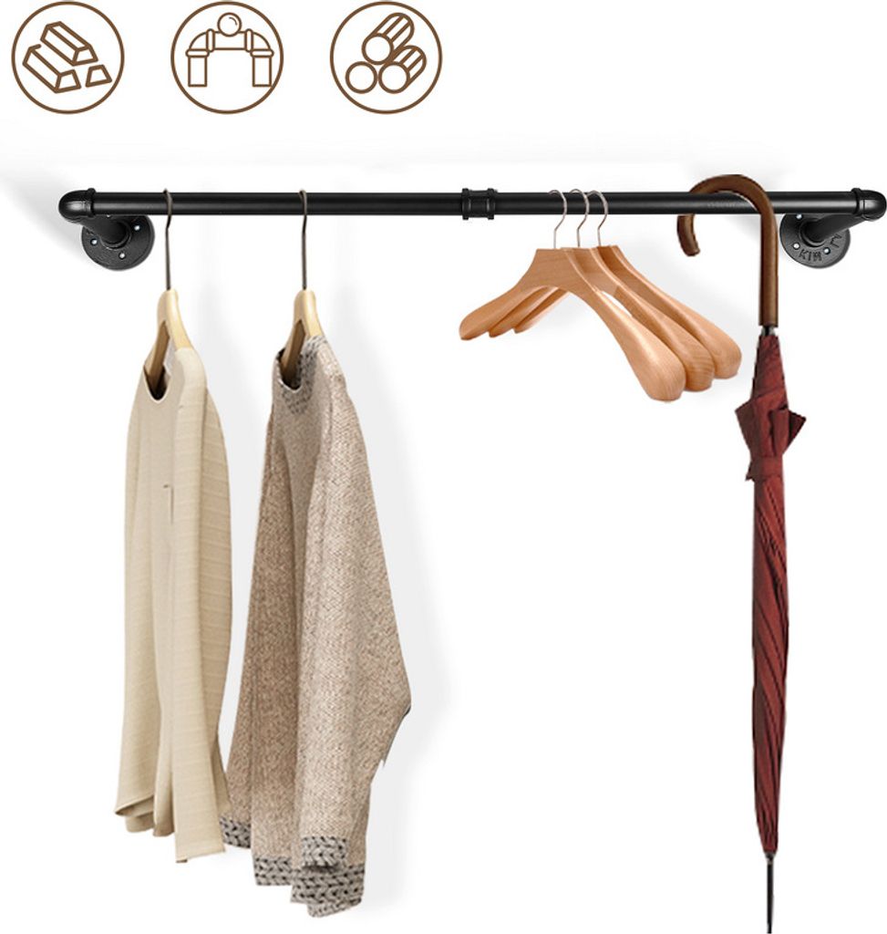 Jiubiaz 90cm Garderobenstange Wohnzimmer Kleiderstange Abnehmbare bis 65 kg belastbar