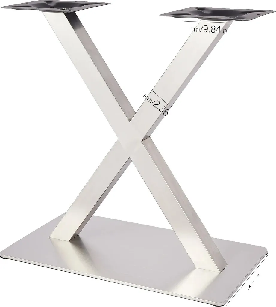 Piétement de table à manger en X inox argent - Support design industriel