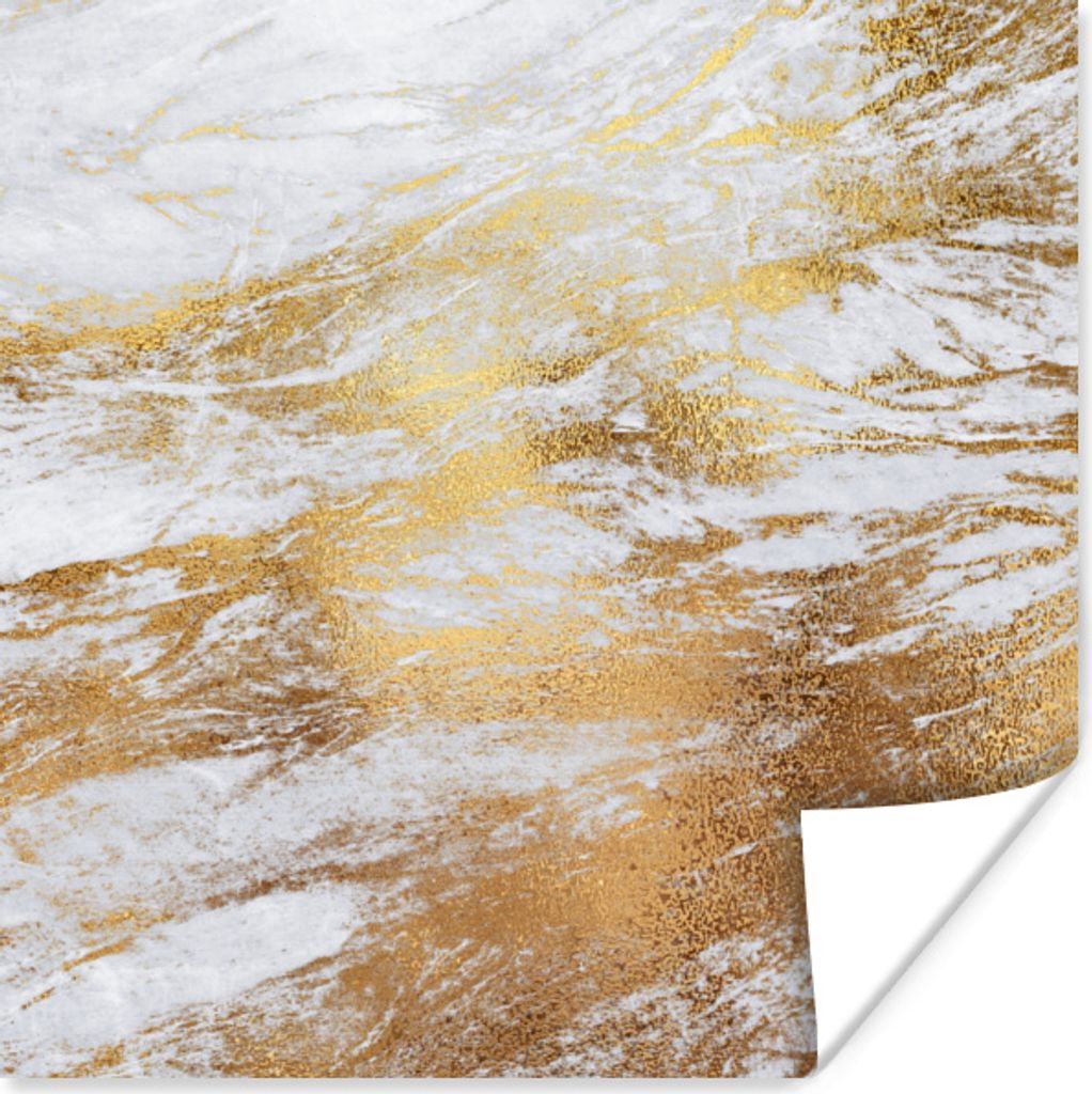 MuchoWow® Poster Marmor - Muster - Gold - Weiß 75x75 cm - Produktbild 
