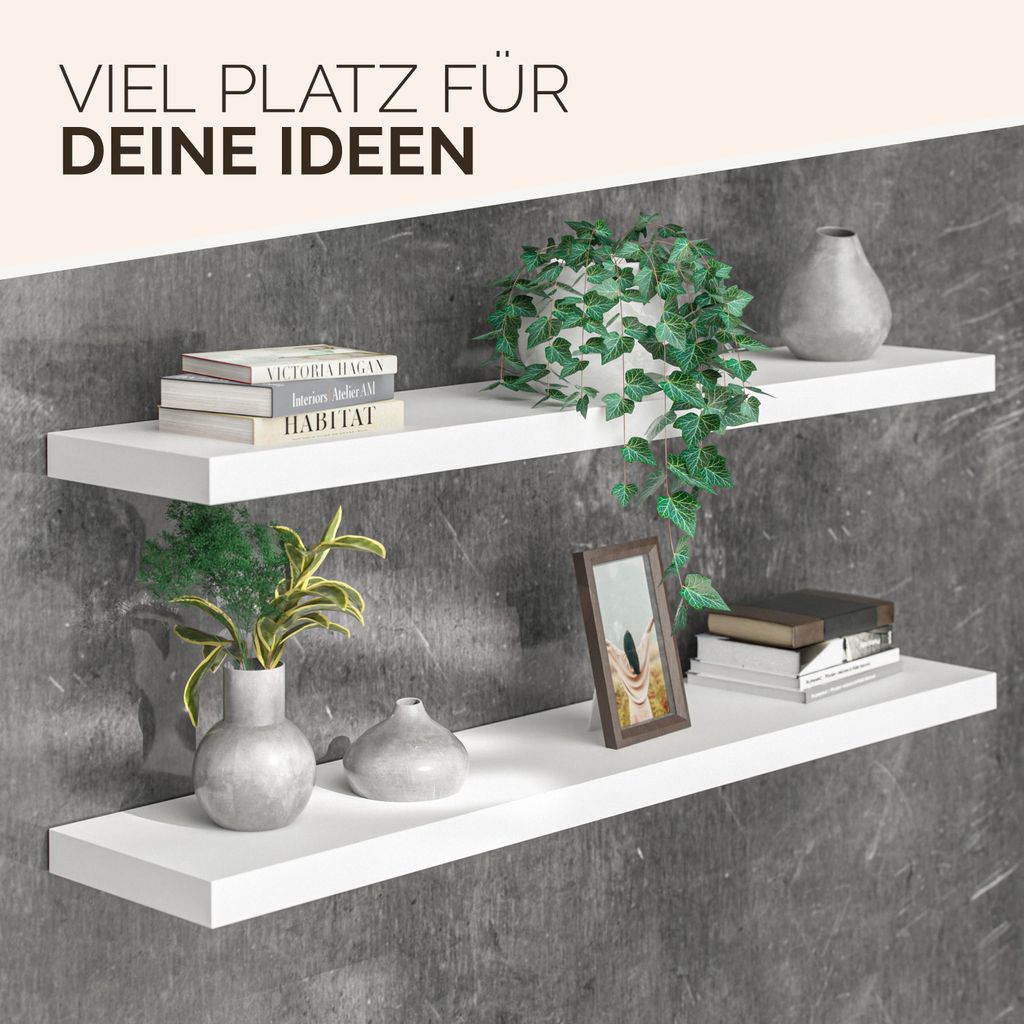 CASARIA® Wandregal Holz Weiß 110cm Matt