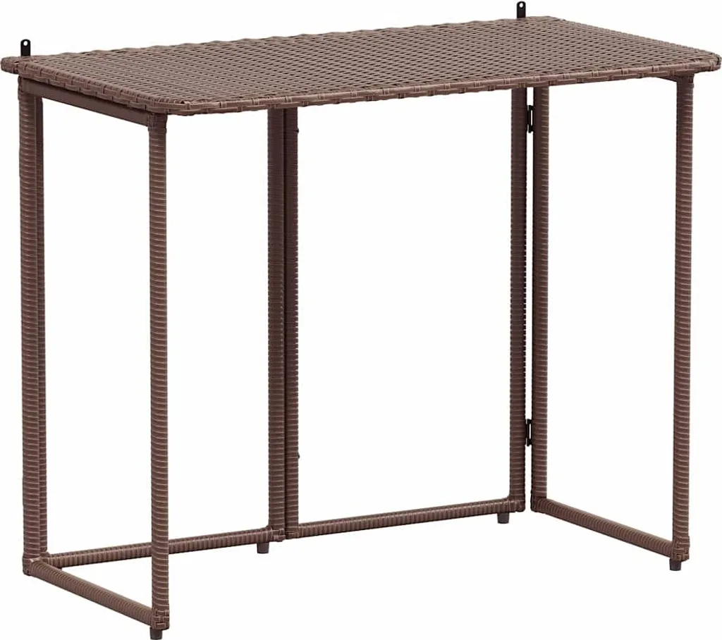 Petite table de repas pliante pour balcon ou terrasse en rotin marron