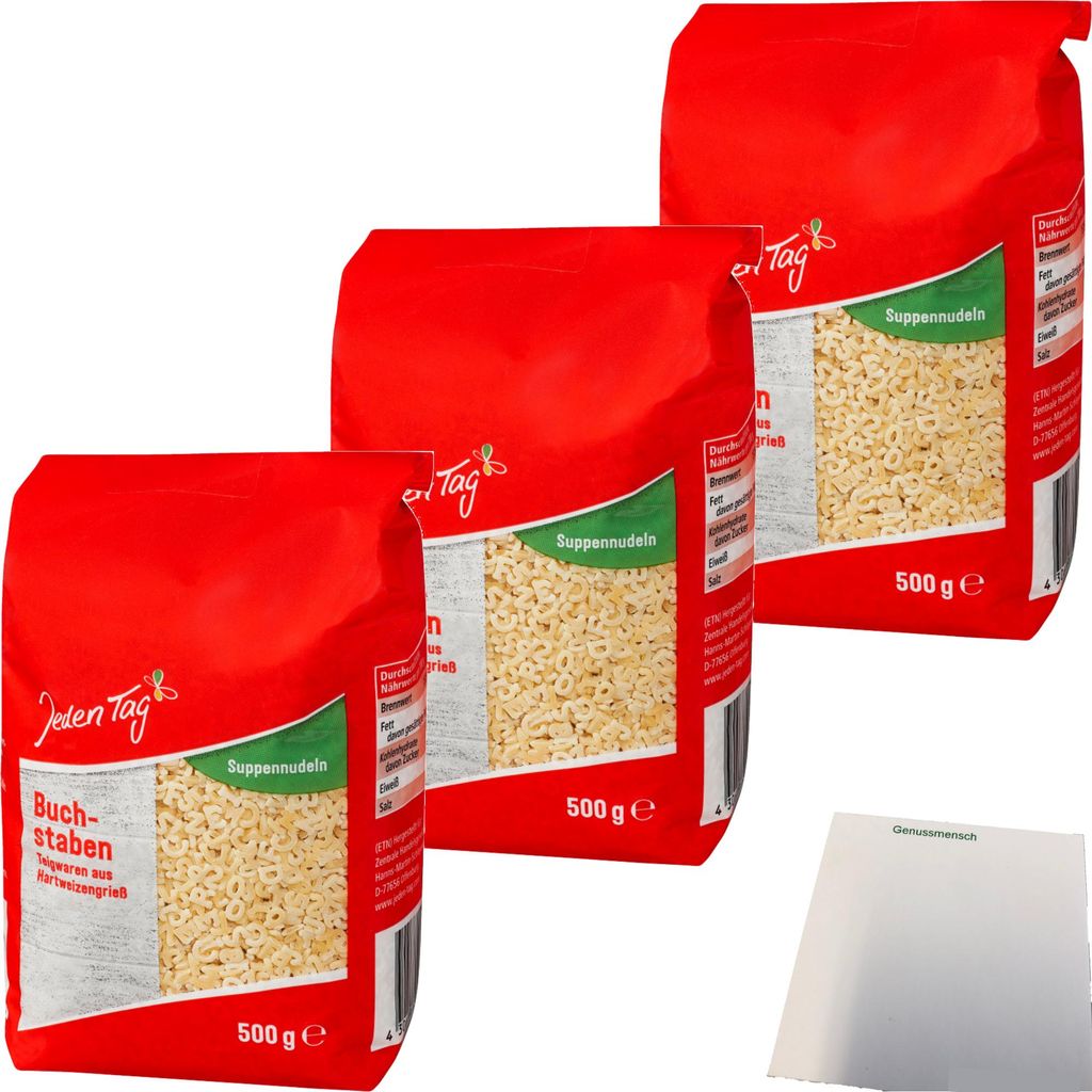Jeden Tag Suppennudeln Buchstaben 3er Pack (3x500g Packung) Produktbild 