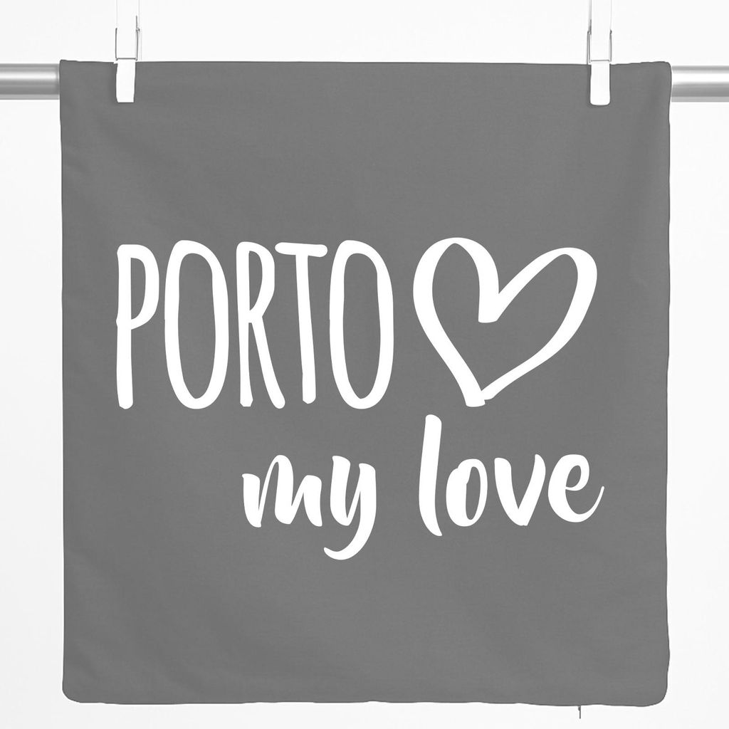 Huuraa Kissenbezug Porto my love 40x40cm Steel Grey Baumwolle Dekokissenbezug Geschenkidee