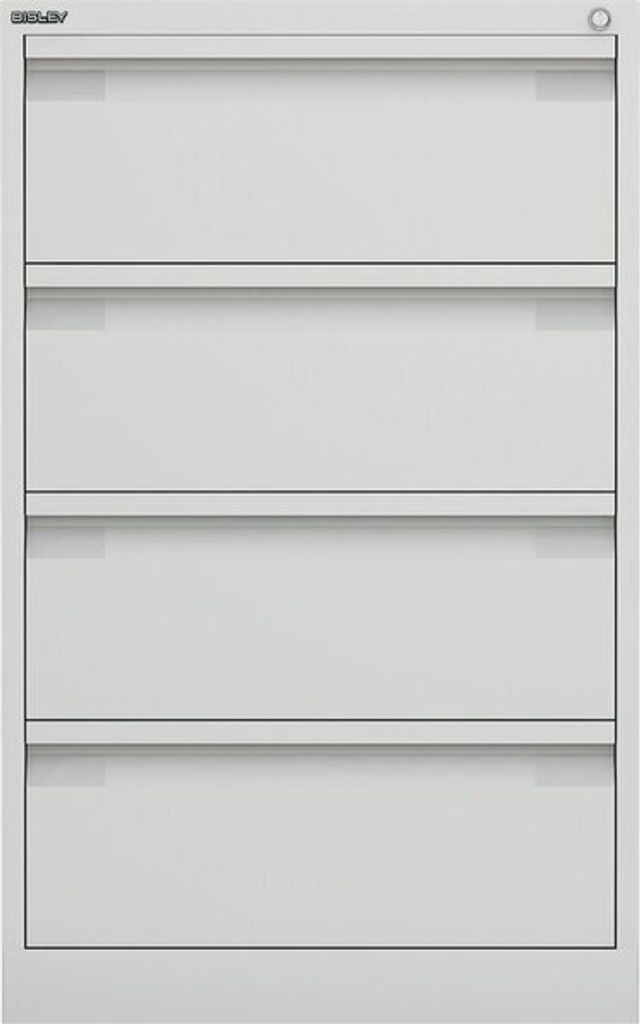 Karteischrank, BxTxH 570x622x915 mm, DIN A5, zweibahnig, 4 Schubladen, Griffleiste, reinweiß