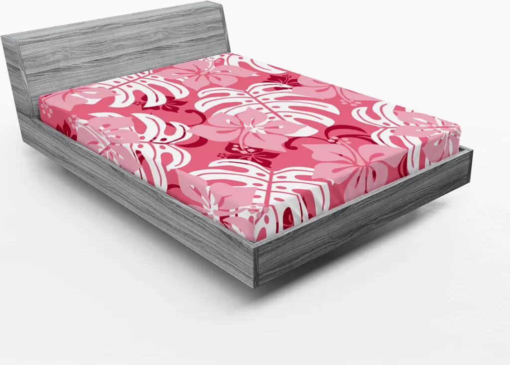 Lenzuolo Angoli Matrimoniale 180x200 Hibiscus & Monstera Design