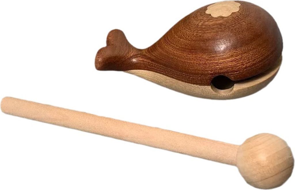 Holzfisch-Ornament, glatte Oberfläche, Walform, Blockspielzeug, Ornament, Schlaginstrument für Schreibtischdekoration