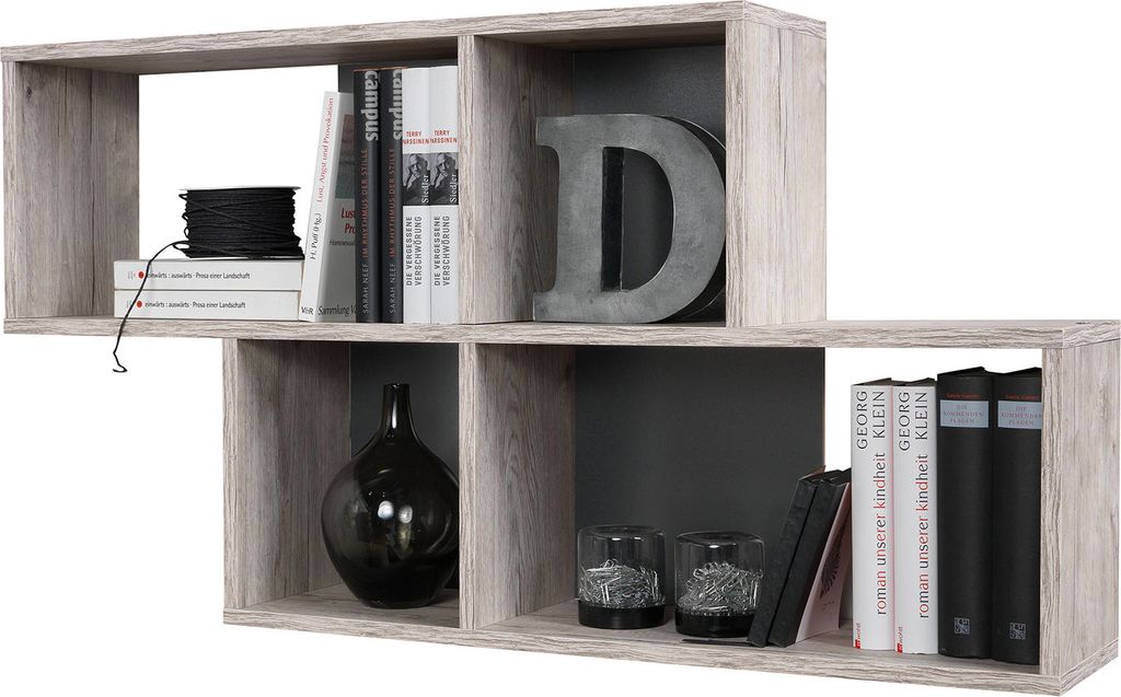 Wandregal >Kerstin I< in Anthrazit - 100x53x19,5cm (BxHxT)