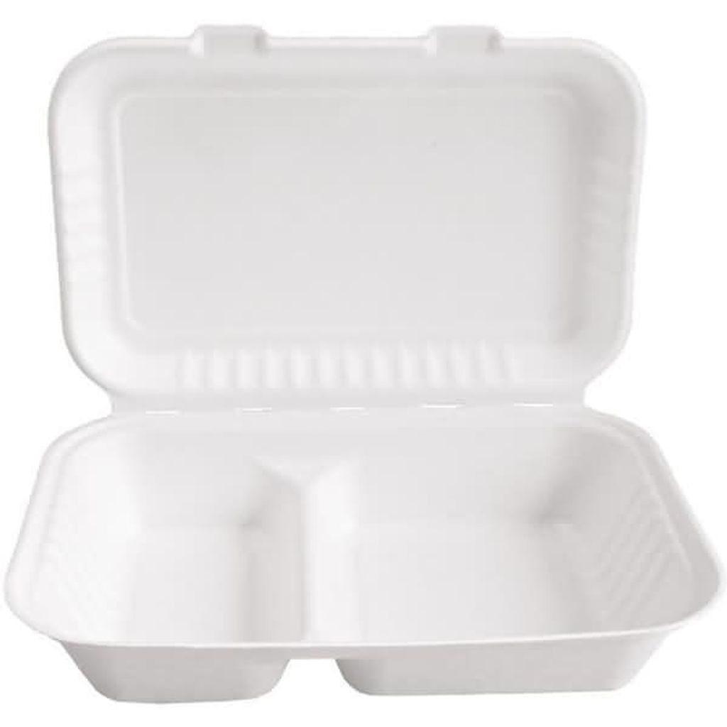 Einweg-Lunchbox 2-geteilt 24,5x16cm VE=25 Stück weiß Produktbild 