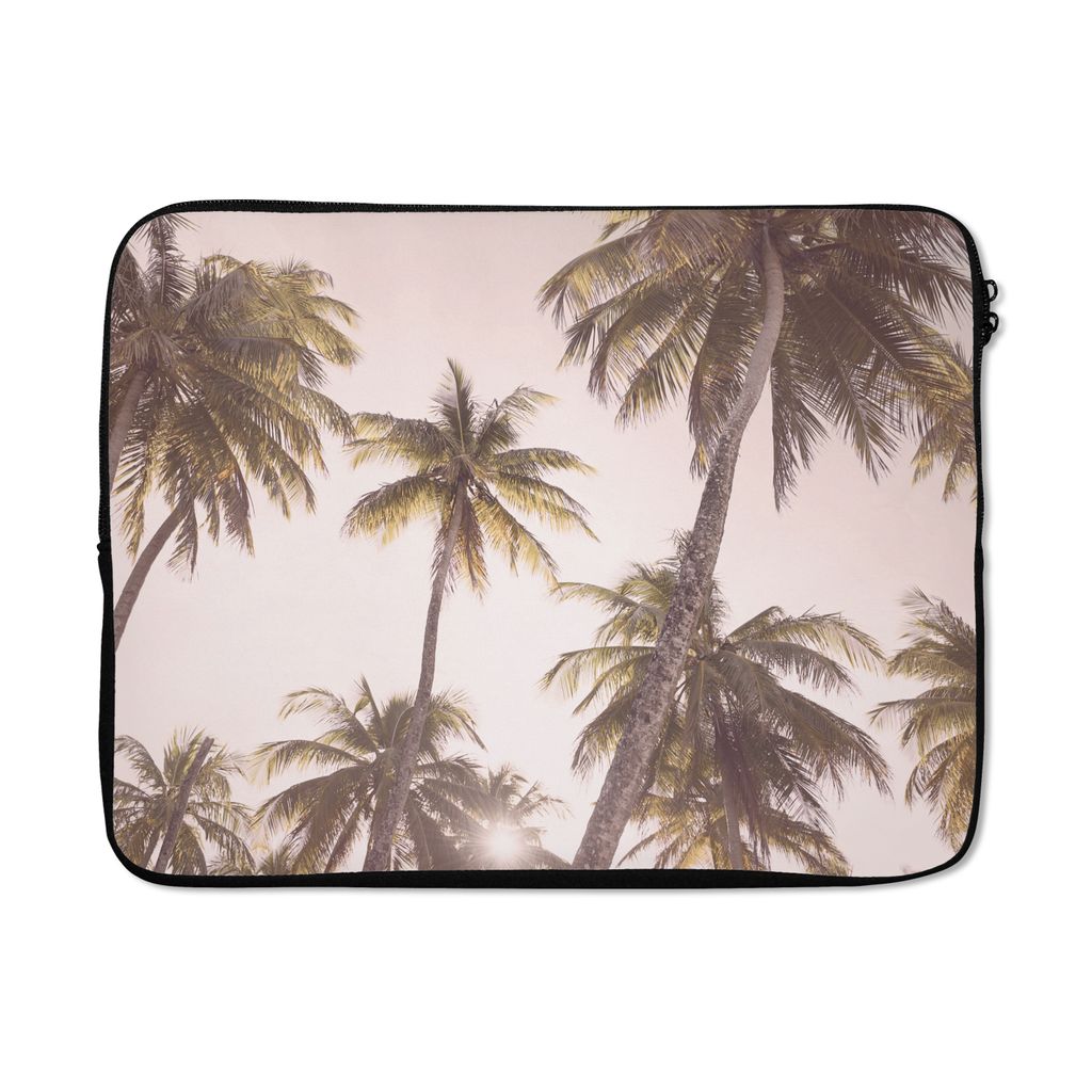 MuchoWow Laptop Hülle 17 Zoll Laptoptasche Palmen - Grün - Sonne - Natur - Zipper - Schutzabdeckung