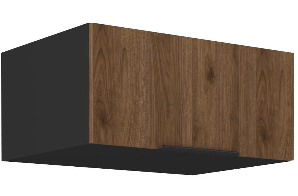 Tiefer Dunstabzugshaubenschrank TOVA - Breite 80 cm, Okapi-Nussbaum/Schwarz