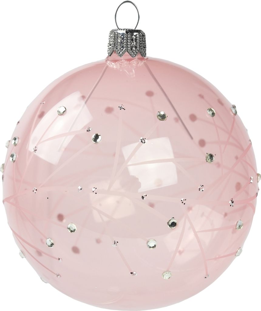 Transparente rosa Glaskugel mit sanfte Zweige Dekor