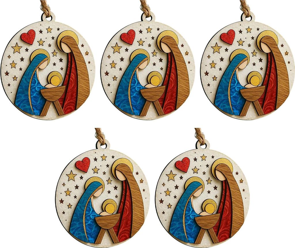 Handgefertigte Weihnachtskrippe aus Holz, Darstellung der Geburt Jesu, 8,25 cm (3,25 Zoll), religiöses Geschenk für Familie und Freunde