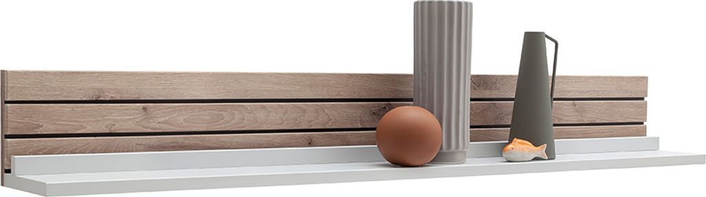 Wandboard 150cm, weiß mit Eiche-Lamellen, LAUREANA-05