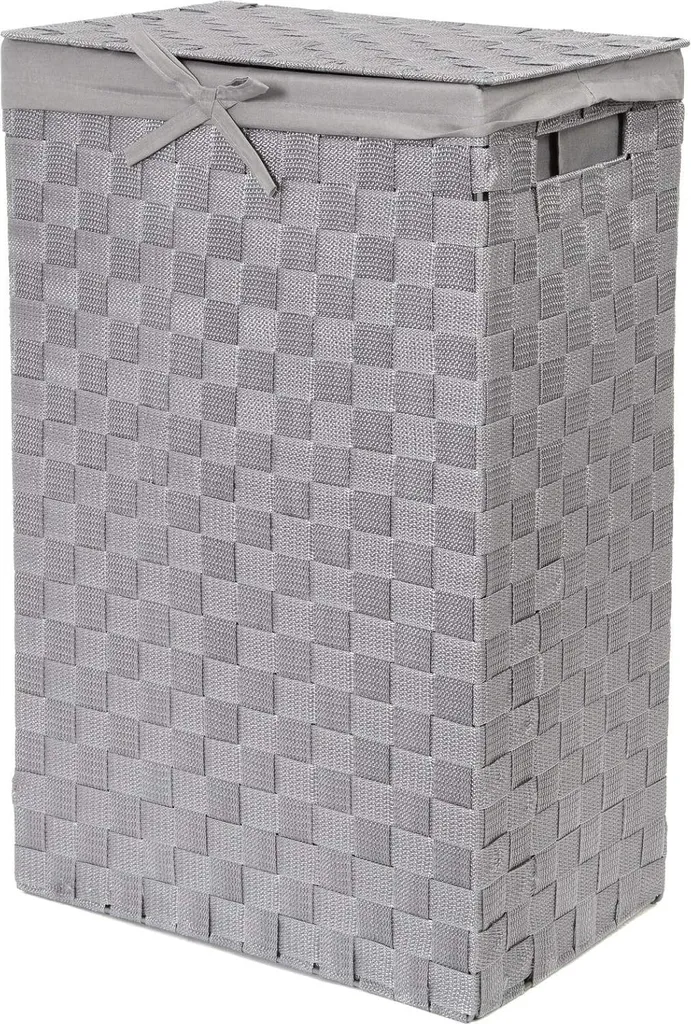 Panier à linge gris 25 x 38 x 60 cm - Corbeille à linge fine et haute