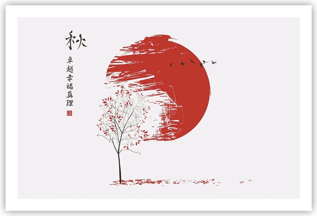 Poster - Poster ohne Rahmen - Japan Blume Kirschen - 91,5x61 cm - Wand Bild - Wanddeko - Wandbilder - Kunstposter - Wandposter - Bilder - Kunstdruc...