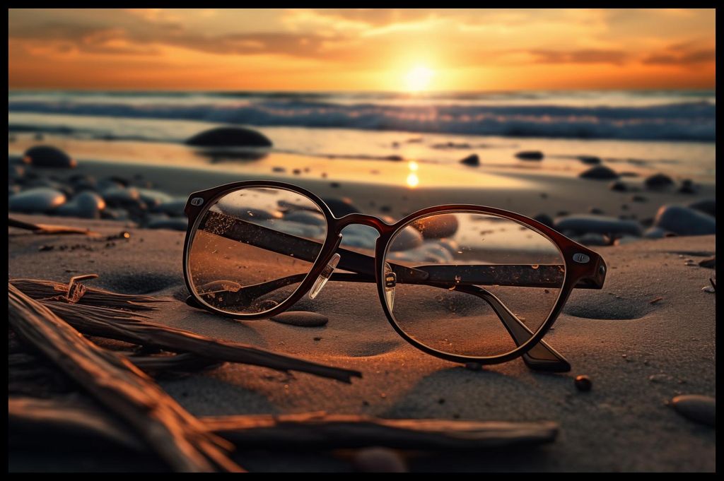 Plakat 86,4x56,8cm Sonnenuntergang durch Glas