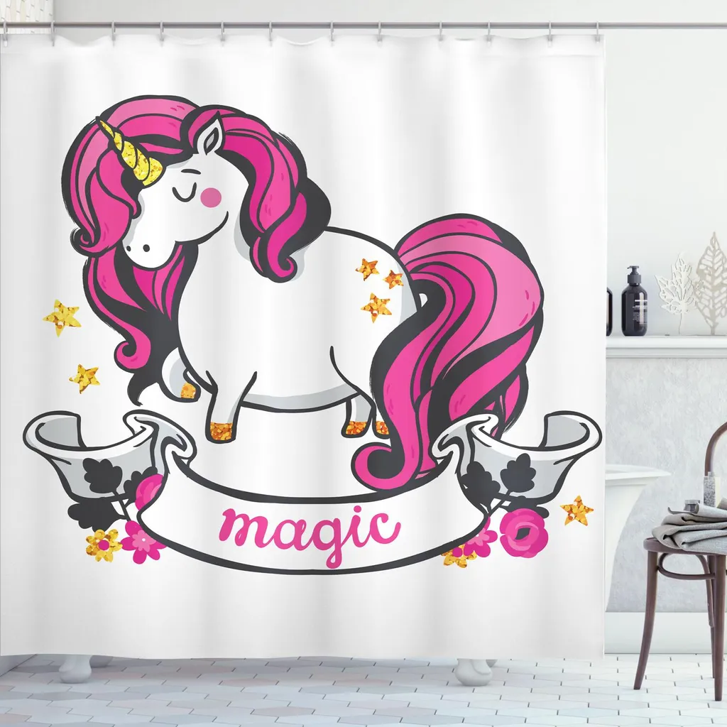 Tenda Doccia Unicorno ABAKUHAUS 175x240 cm - Tessuto Turco di Qualità