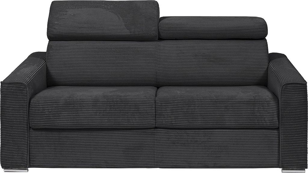 4-Sitzer Schlafsofa express in grauem Cord - Schlafbereich mit 160 cm breiten Latten - 14 cm Matratze - VIZIR