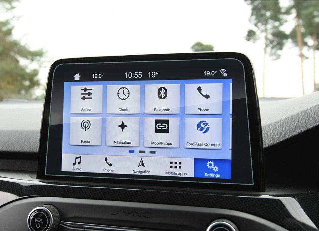 CELLONIC Display Schutzglas kompatibel mit Ford SYNC 3 Focus Fiesta Kuga Navigationsgerät (2.5D 9H 0,33mm Full Glue) Schutzfolie Transparent Displ...