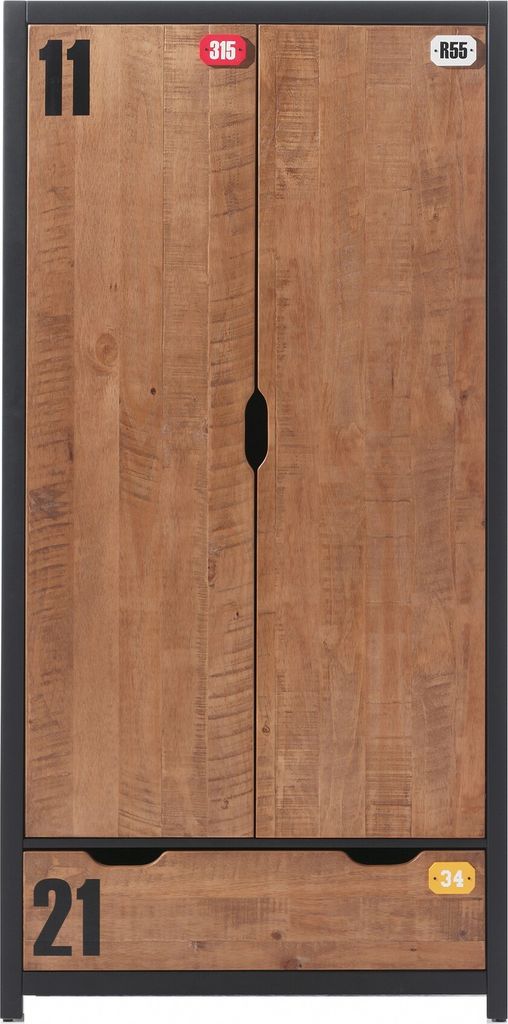 Drehtürenschrank >ALEX< in Kiefer gebürstet - 100x200x55 (BxHxT)