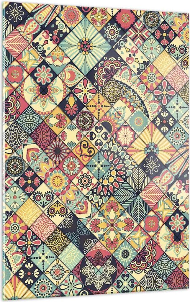 Bilder auf glas - Einteilig - Blumen Mosaik - 50x70cm - Glasbilder - Wandbilder - Bilder - Kunstdruck - zum Aufhängen bereit - Wanddekoration aus ...