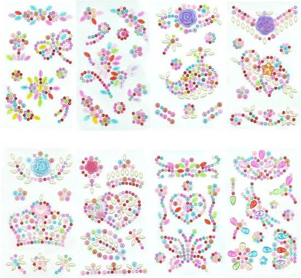 Broderies Pailletées Multicolores et Autocollantes - Set de 8 Pièces