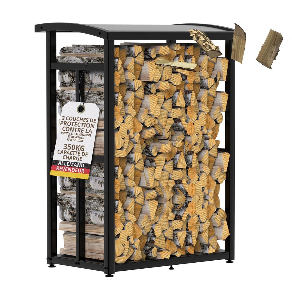 Range-bûches extérieur avec toit 91 × 56 × 117 cm Abri bois Image du produit 
