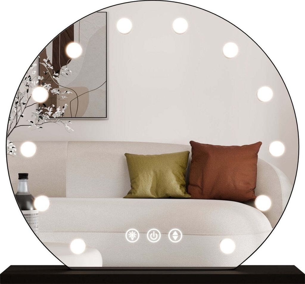 SensaHome Hollywood-Spiegel mit Beleuchtung – 3 Positionen – 2700 K/4500 K/6400 K – Kosmetikspiegel – verstellbares Licht – 60 cm – Sch...